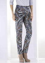 Broek met elastische tailleband aan de achterkant JEANSBLAUWE CHOCOLADE AUBERGINE