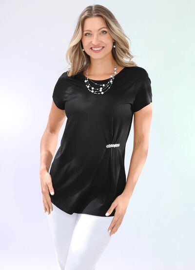 Shirt met decoratieve applicatie in 3 kleuren 