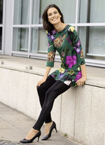Leggings in een interessante materiaalmix ZWART