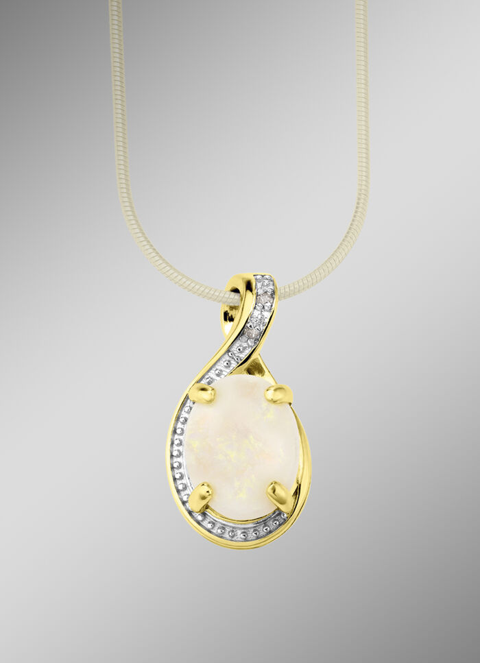 Hanger met echte opaal en diamanten 