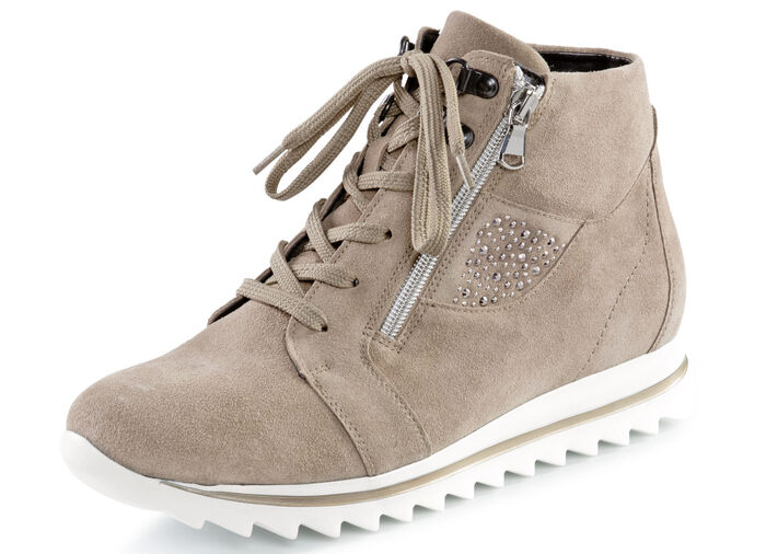 Waldläufer veterlaarsje met glittersteentjes aan de zijkant ZANDBEIGE