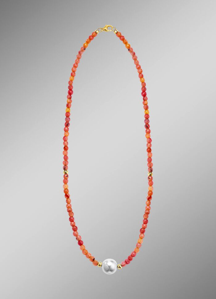 Ketting met parelglans en edelsteenglans 