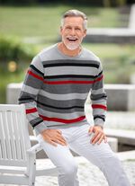 Modieuze ronde hals trui in 2 kleuren GRAU-SCHWARZ-ROT