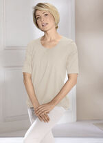 Shirt met stolpplooien in 2 kleuren BEIGE