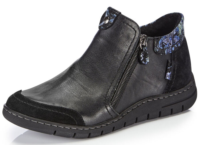 ELENA EDEN laarsje met blauw bedrukte randen ZWART-BLAUW