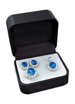 Sieradenset, 4 stuks met witgouden plating SAFFIERBLAUW