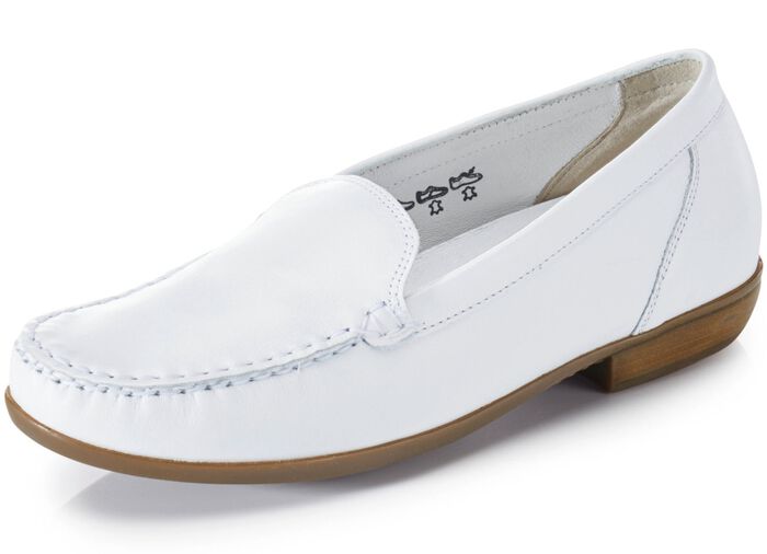 Waldl&auml;ufer mocassinpantoffels van fijn rundnappaleer WIT