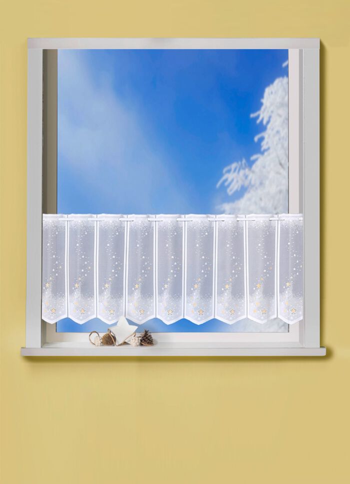 Kort gordijn met handgekleurd jacquard 