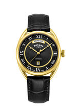 Rotary quartz herenhorloge met leren band 