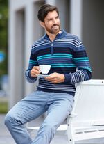 Gestreepte troyer met korte ritssluiting 