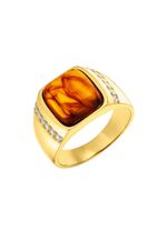 herenring met echte barnsteen 