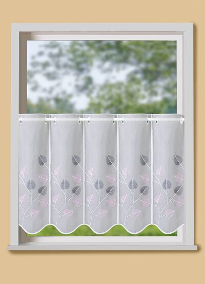 Fijn geborduurd klein raamgordijn 