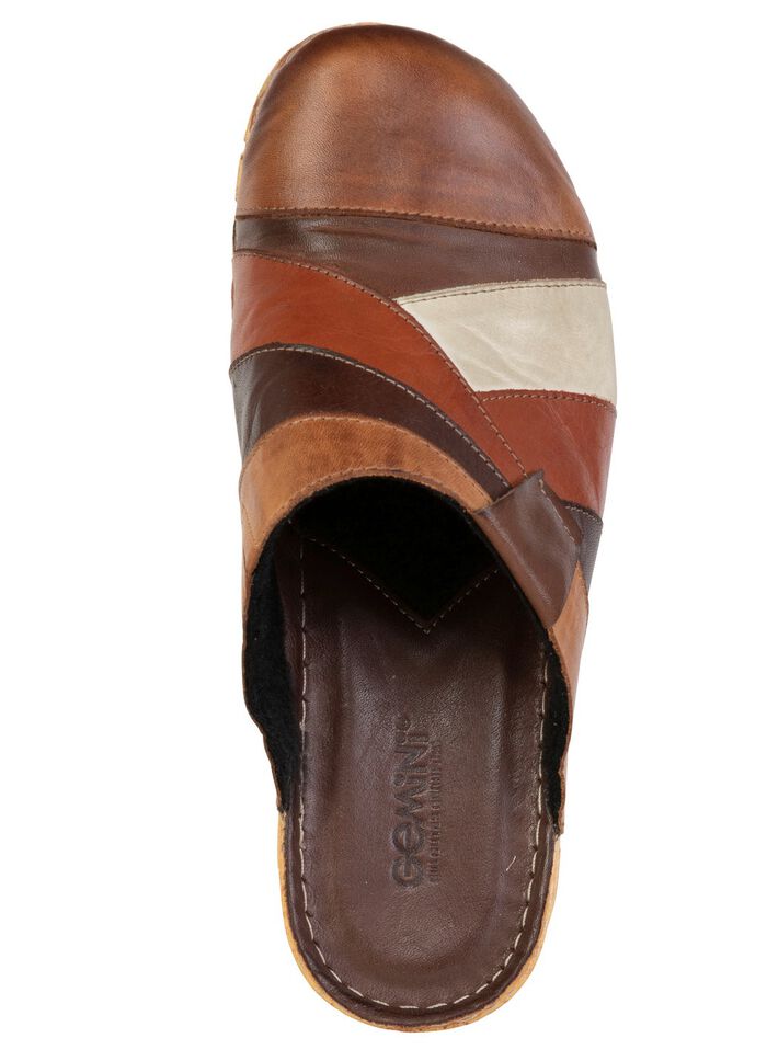 Gemini, klassieke damesklompen, breedte G, met elastische band BRAUN-MULTI