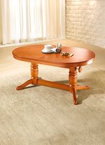 Gedeeltelijk massieve salontafel met gedraaid onderstel 