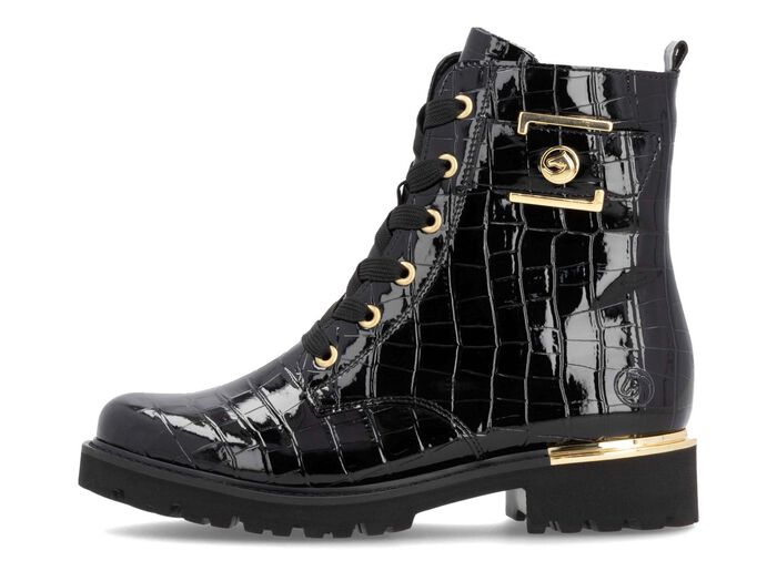 Remonte, stijlvolle dames enkellaarsjes, winterschoenen, breedte G, met uitneembaar voetbed ZWART-GOUD