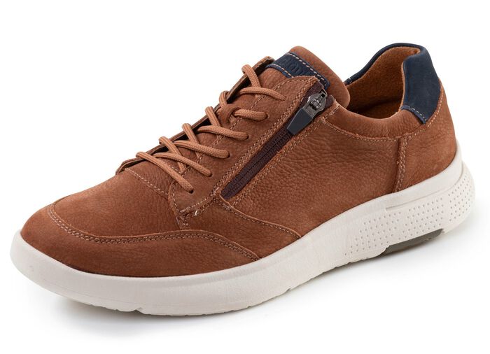 Waldl&auml;ufer, comfortabele herensneakers, breedte H, met uitneembaar voetbed COGNAC-MARINE