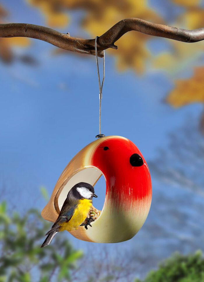 Handgeschilderde keramische vogelvoederbak 