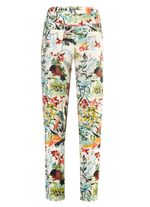 Broek met schitterende kleurenprint 