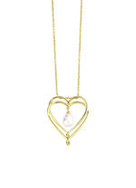 Hartvormige hanger met zoetwaterparel en ankerketting 