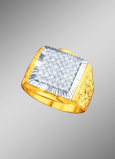 Herenring in bicolor met briljanten 