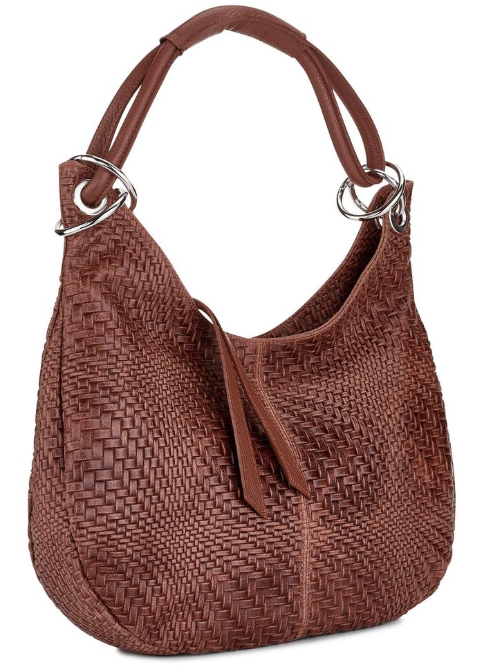 Laurina tas van zwart kalfsleer KASTANJEBOLEET