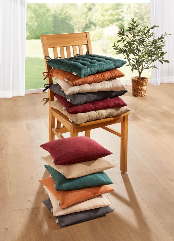 Stoelkussen en kussenhoes in fijn ribfluweel GRIJS