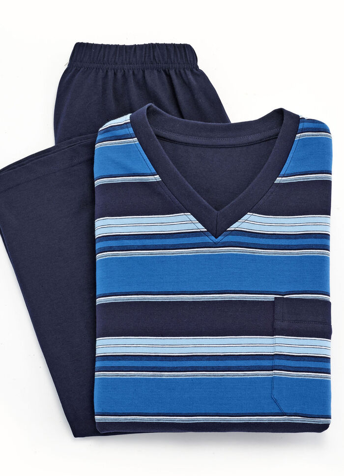 Tweepak pyjama&#39;s met V-hals en borstzakje 