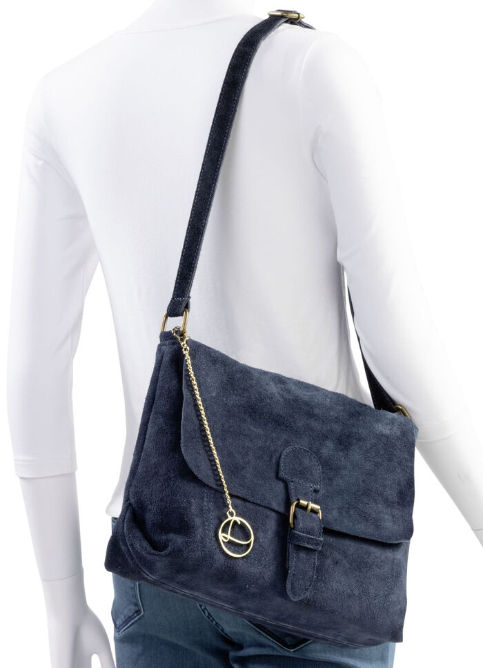 Laurina tas met magneetsluiting en decoratieve strik DONKERBLAUW