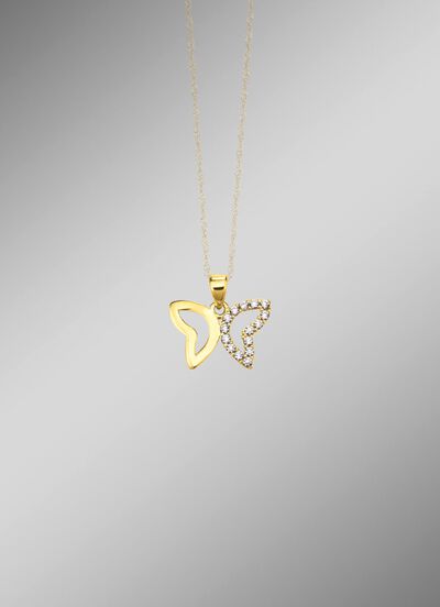 Filigraan vlinderhanger met synthetische zirkonia 