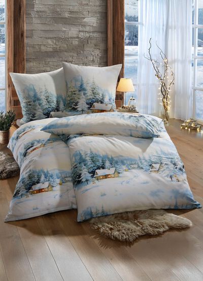 Dubbelzijdig bedrukt beddengoedset met winterlandschap 