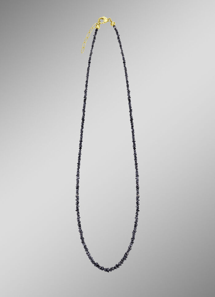 Uitzonderlijke ketting met ruwe diamanten in donkergrijs 