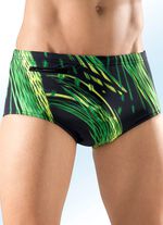 Zwembroek met hoge taille en kleurrijke all-over print 