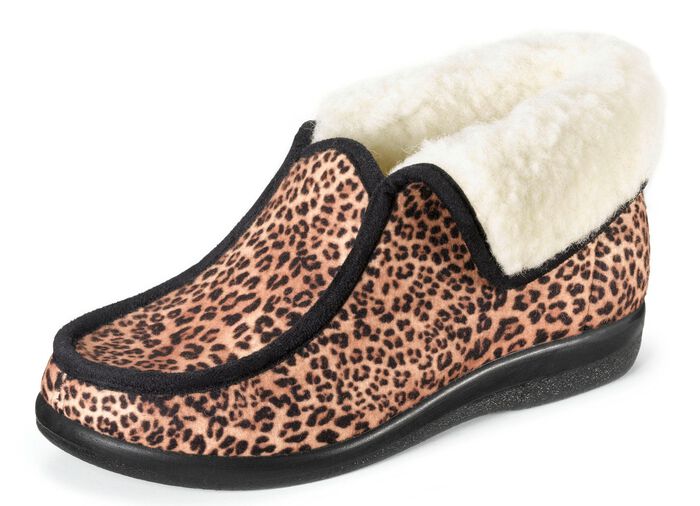 Warme damespantoffels, breedte H, met wol 