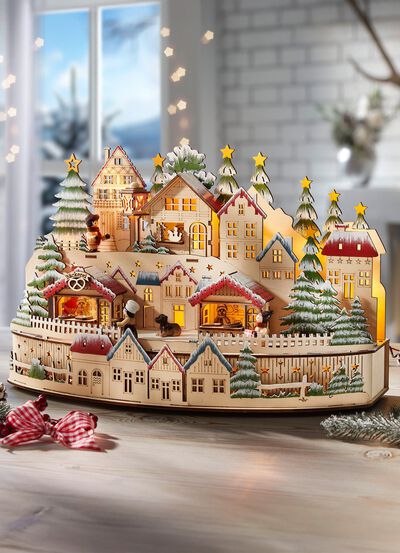 Verlichte houten decoratie 