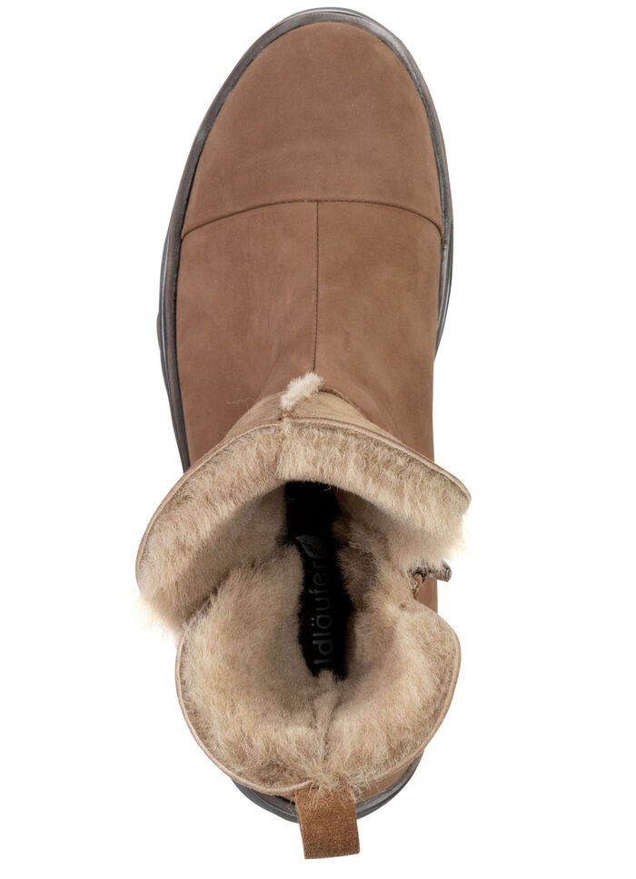 Waldläufer enkellaarsjes met gezellige lamsvachtkraag BRUIN