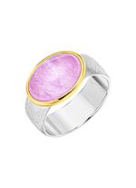 Damesring in bicolor met melkachtige kunziet 