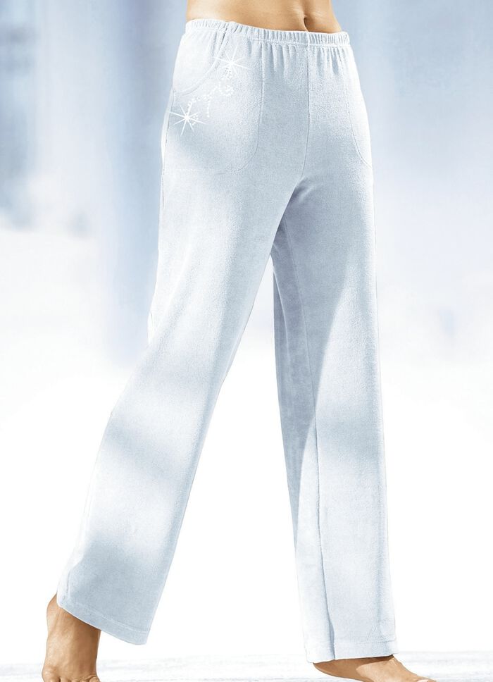 Broek met mooie edelsteenversiering WIT