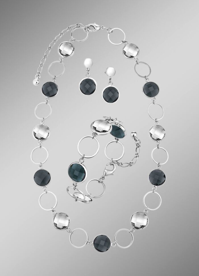 Sieradenset, 3-delig, met kristalstenen 