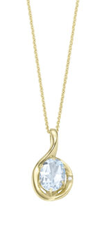 Chique hanger met echte aquamarijn en erwtenketting 