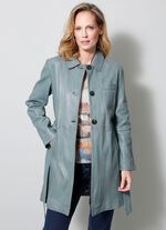 Korte leren jas met omslagkraag 