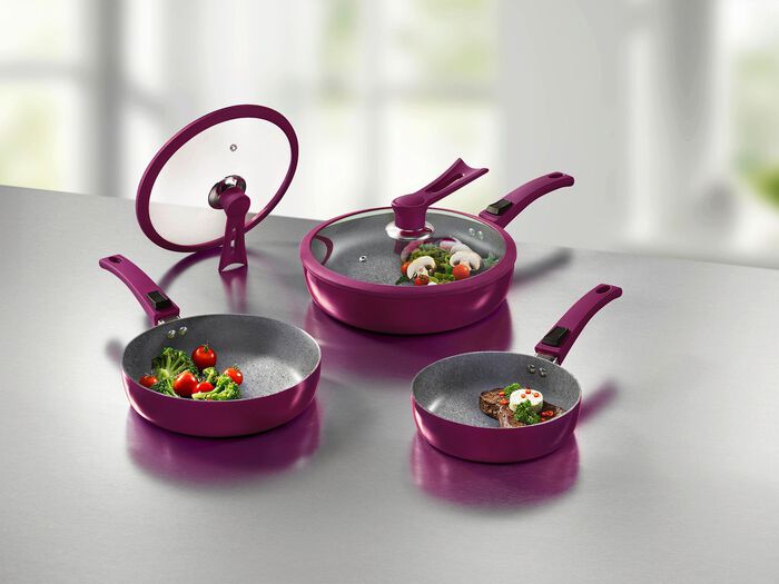 Professionele pannenset, 7-delig, met innovatieve standdeksels 