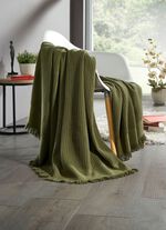 Deken en kussensloop in een leuke gebreide look 