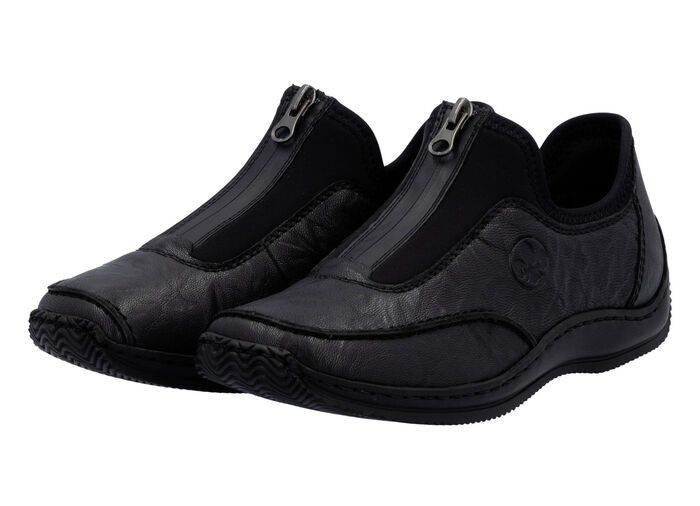 Rieker, klassieke damespantoffels, met rits ZWART