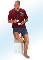 Set van twee shortama&lsquo;s met lange knoopsluiting, in het garen gekleurd streepjesmotief en print 