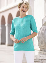 Trui in een mix van patronen TURQUOISE