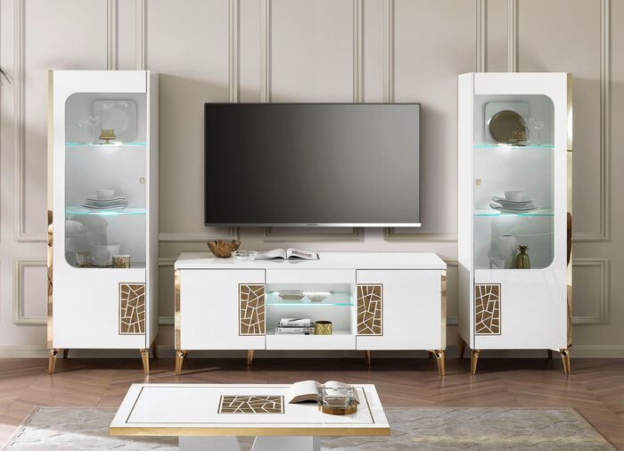 Meubelserie met LED-verlichting WIT-GOUD