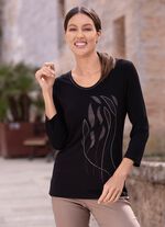 Shirt met 3/4-mouwen ZWART