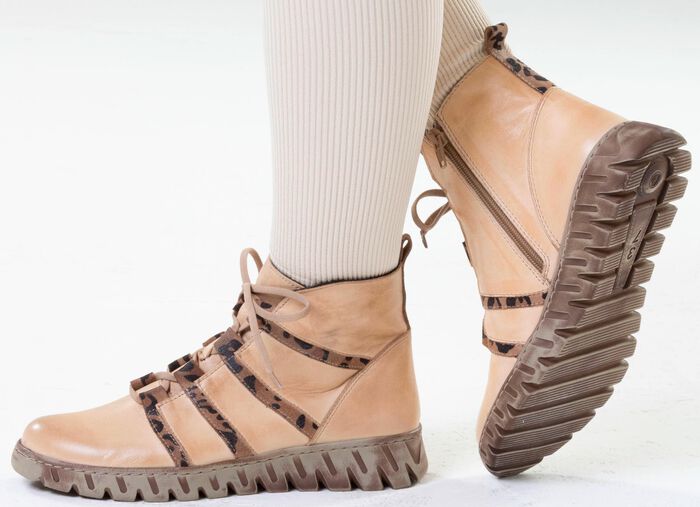 Gemini, trendy dames enkellaarsjes, winterschoenen, breedte G, met uitneembaar voetbed LICHTBEIGE