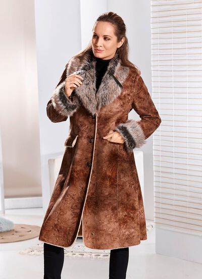 Mantel van imitatiesu&egrave;de in antiek-look 