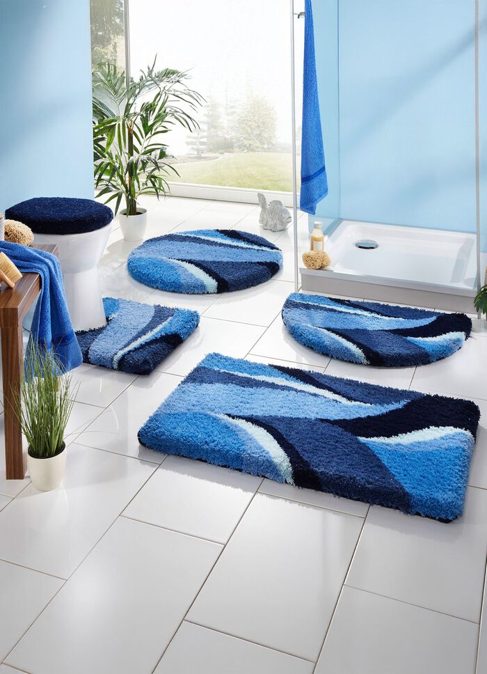 Badkamerset met antislip-gecoate achterkant BLAUW